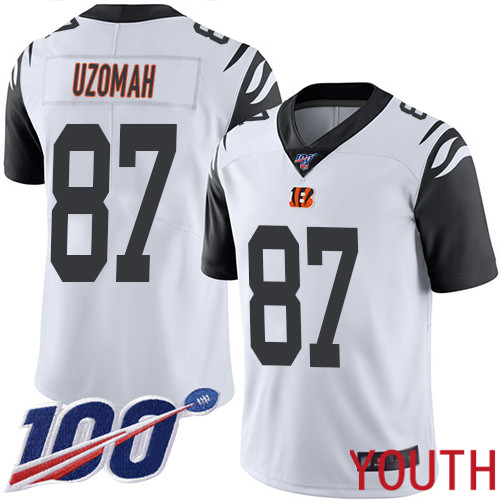 Cincinnati Bengals Limited White Youth C J  Uzomah Jersey NFL Footballl #87 100th Season Rush Vapor Untouchable